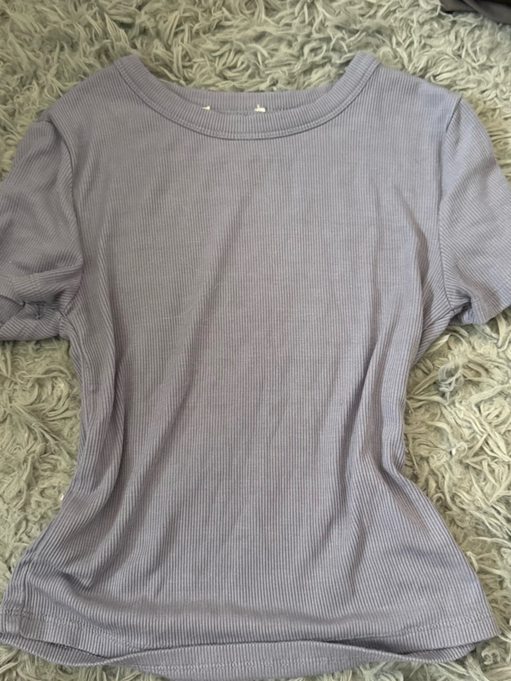 Women's Ribbed Short Sleeve Top - Lavender